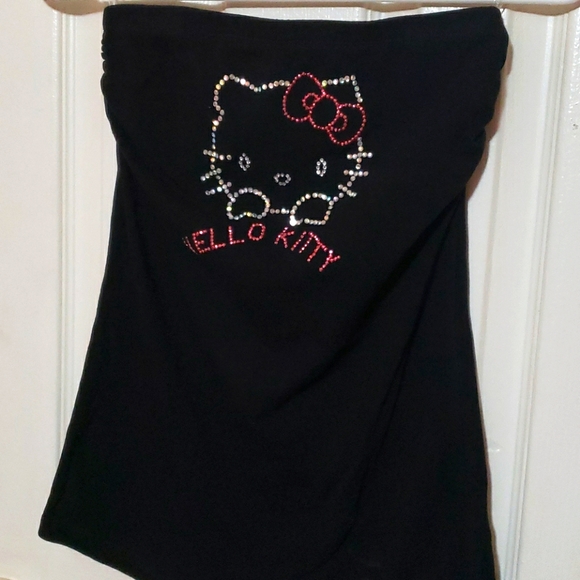 Hello Kitty Tops - Black Hello Kitty bedazzled tube top